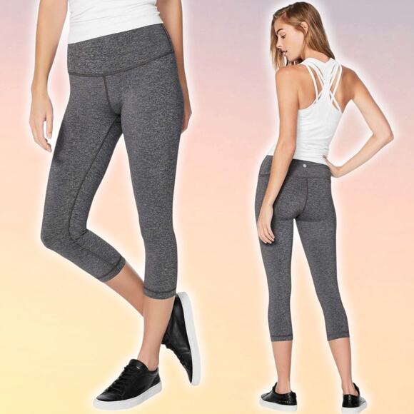 LULULEMON Wunder Under Crop Hi-Rise Luxtreme 21" Size 2 Heathered Black - Picture 1 of 7